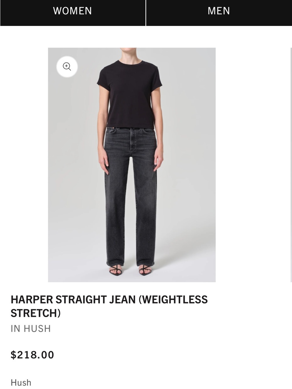 Agolde Harper Straight-Leg Jeans in Hushed Charcoal